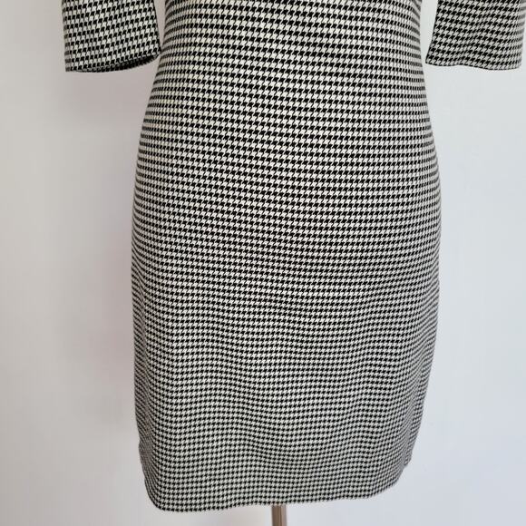 Alice + Olivia Delora Mini Dress Houndstooth Sheath Wool Graphic Women 4 - Picture 6 of 13